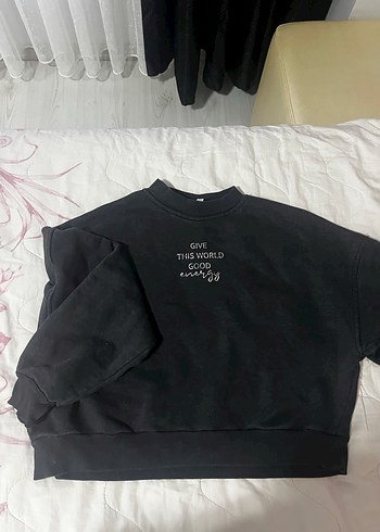 Siyah Baskılı Kadın Sweatshirt