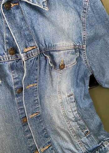 Kadın Mavi Denim Düğmeli Ceket - Görsel 2
