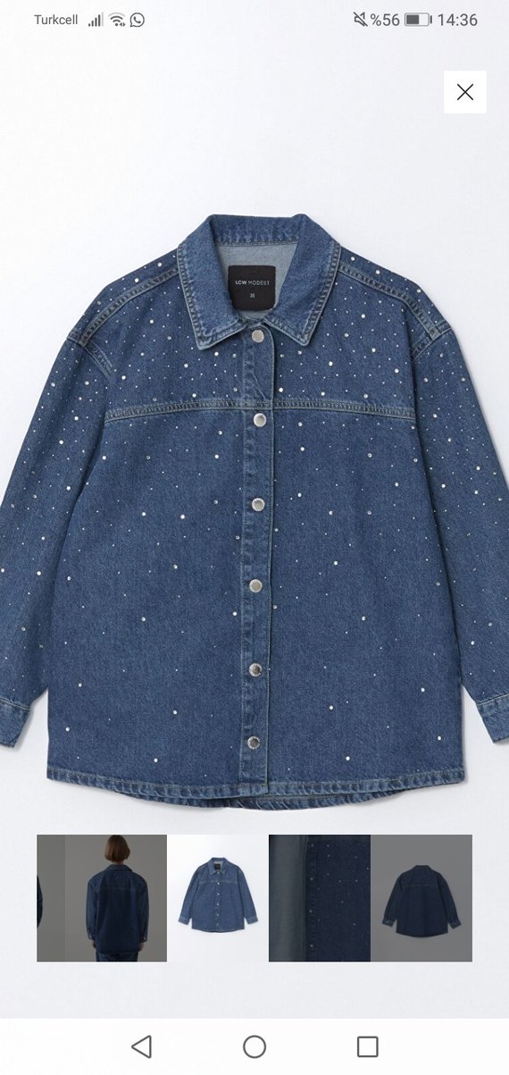 Düğmeli  Mavi Kadın Kot Ceket - Görsel 3