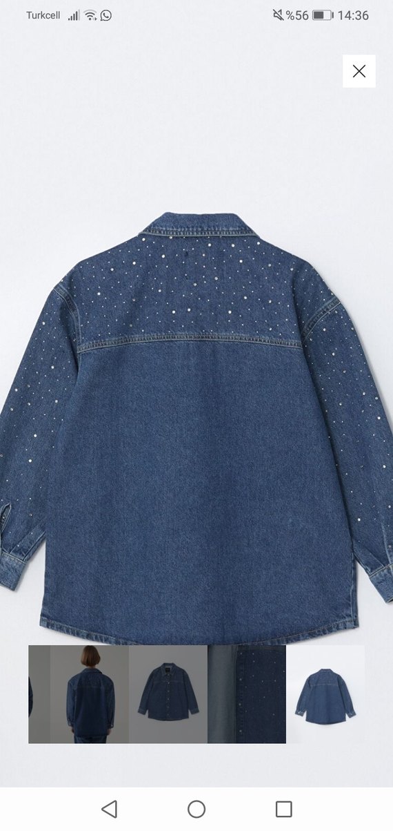 Düğmeli  Mavi Kadın Kot Ceket - Görsel 2