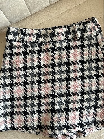 xs Beden pembe Renk Trendyolmilla pembe kareli sort etek