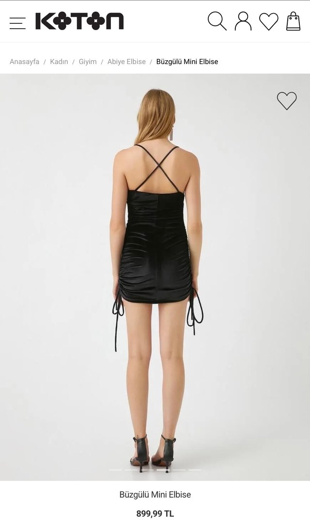 Drapeli Siyah Mini Abiye Elbise - Görsel 3