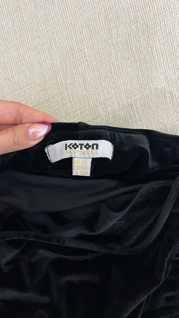 Drapeli Siyah Mini Abiye Elbise - Görsel 4