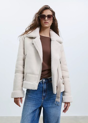 s Beden Stradivarius Suni Süet Biker Ceket
