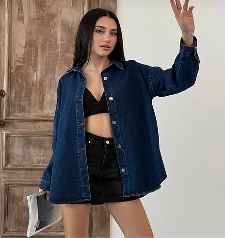 m Beden lacivert Renk Denim gömlek