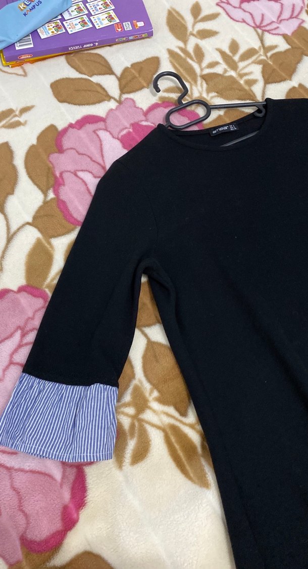 Siyah, Uzun Kollu Triko Kadın Elbise - Görsel 2