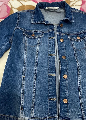 Düğmeli Kadın Mavi Denim Ceket - Görsel 3