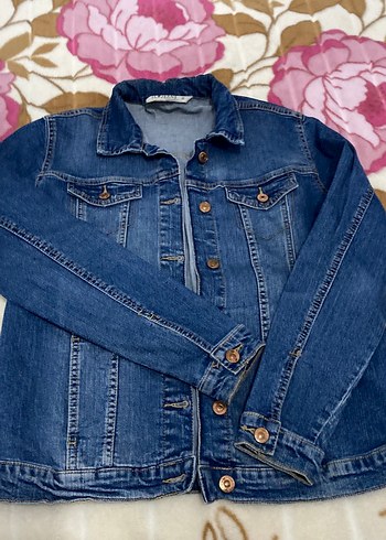 Düğmeli Kadın Mavi Denim Ceket - Görsel 4