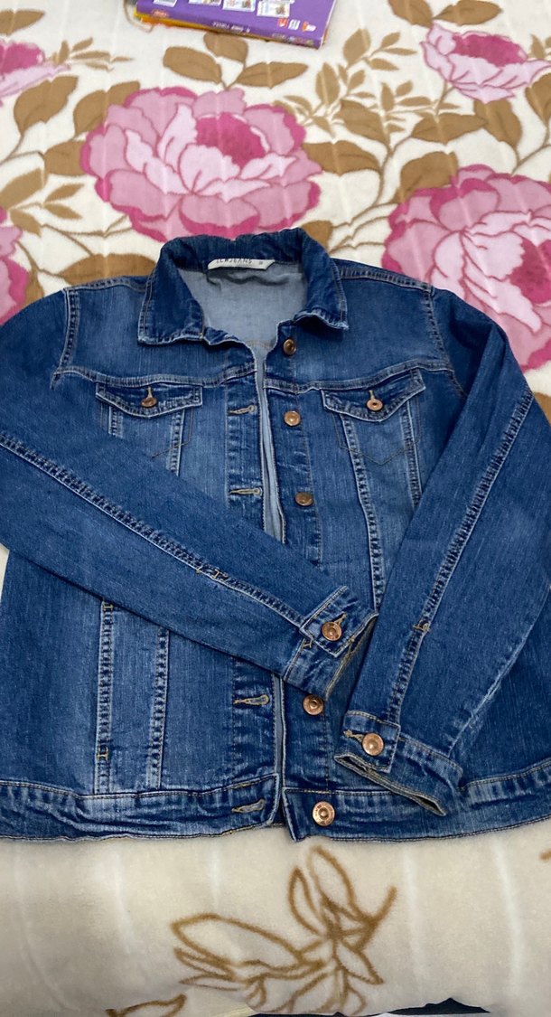 Düğmeli Kadın Mavi Denim Ceket - Görsel 4