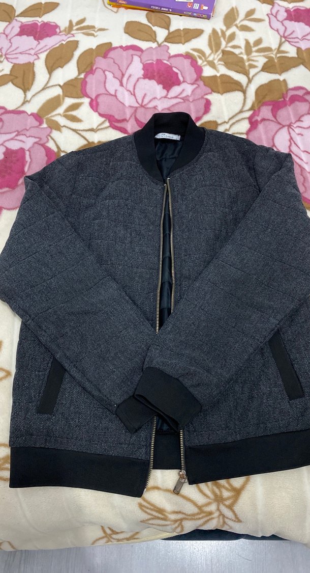 Gri Denim Fermuarlı Kadın Ceket - Görsel 3