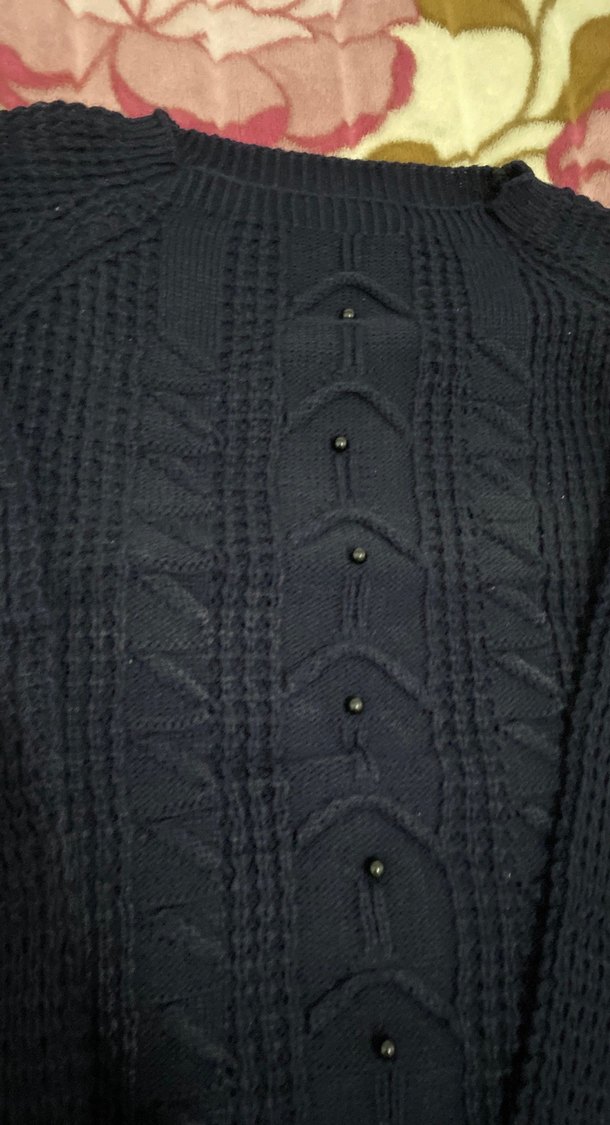 Lacivert Örgü Kadın Kazak - Görsel 3