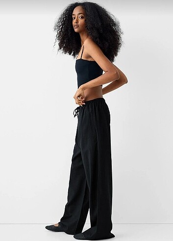 s Beden siyah Renk Bershka Keten Pantalon