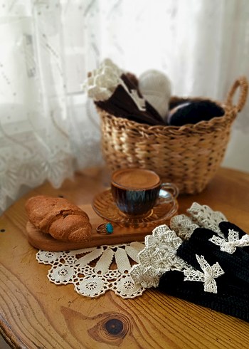 Dantel Detaylı Bohem Örgü Kadın Eldiveni - Görsel 3