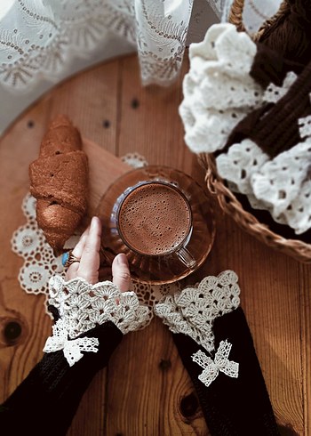 Dantel Detaylı Bohem Örgü Kadın Eldiveni - Görsel 2