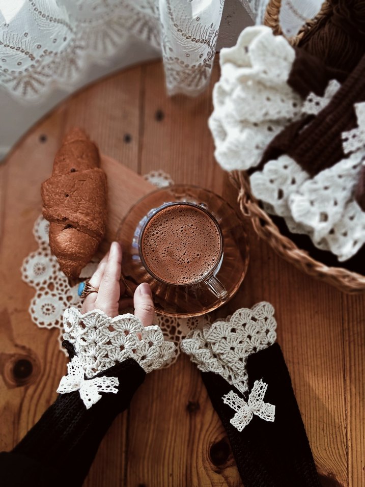 Dantel Detaylı Bohem Örgü Kadın Eldiveni - Görsel 2