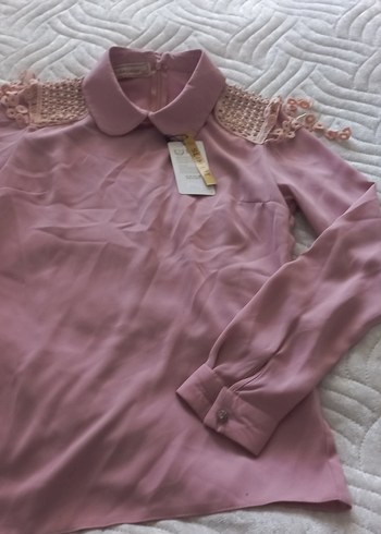 Düğmeli Yakalı Pembe Kadın Gömlek