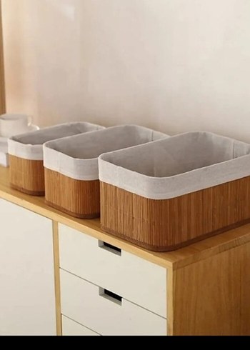 Ikea 3'lü Bej ve Gri Depolama Sepeti Seti