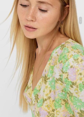 Düğmeli V Yakalı Yeşil Midi Elbise - Görsel 2