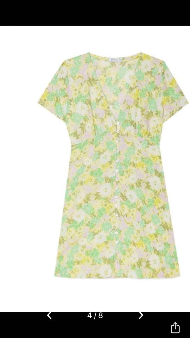 Düğmeli V Yakalı Yeşil Midi Elbise - Görsel 4