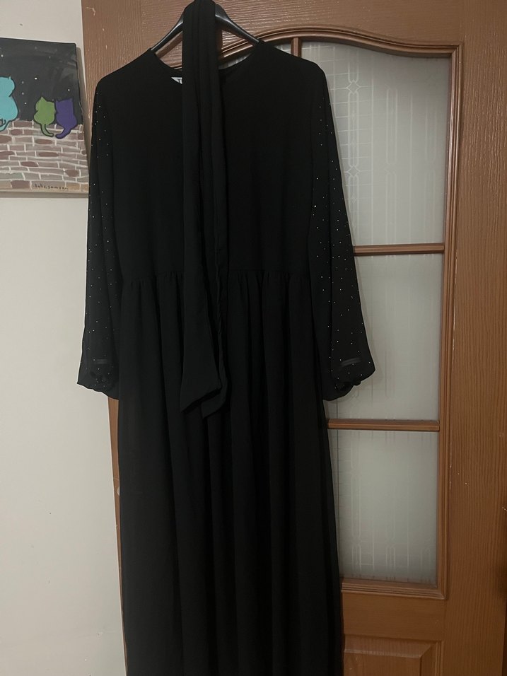 Siyah Uzun Kollu Salaş Gotik Elbise - Görsel 2