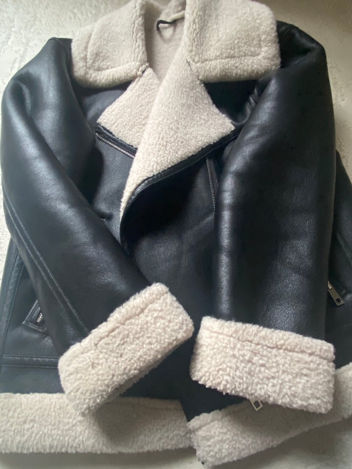 Kürk Detaylı Siyah Deri Kadın Ceket - Görsel 3