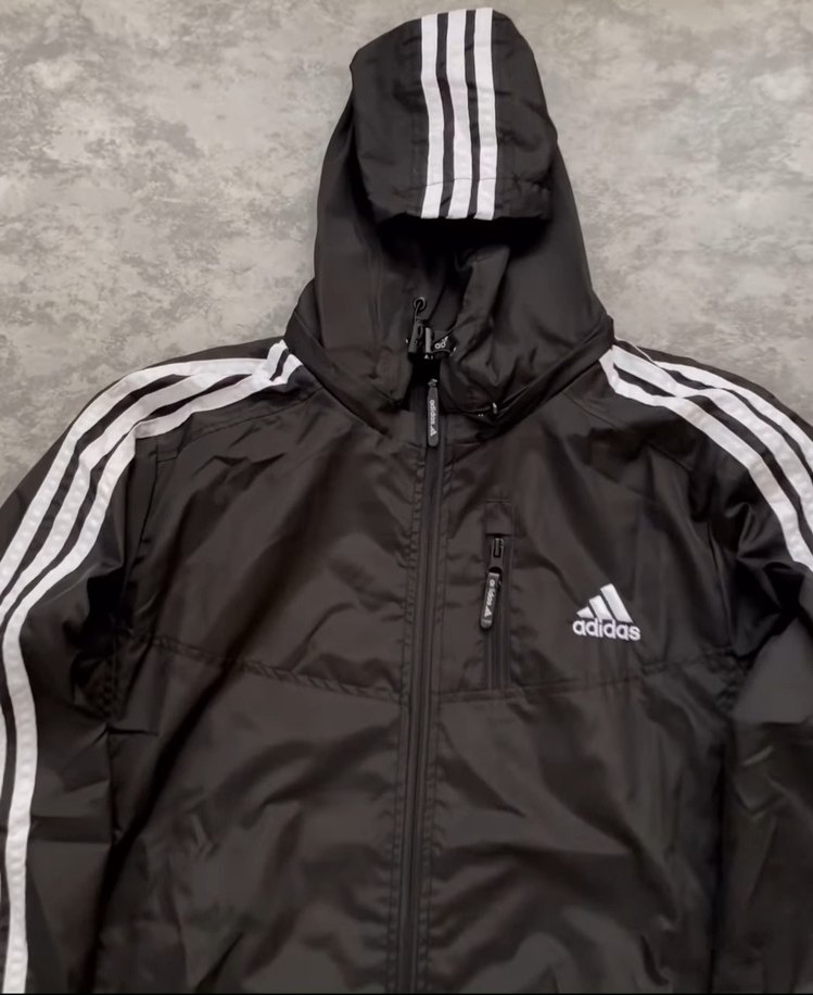 Adidas Siyah Kapüşonlu Erkek Yağmurluk - Görsel 2