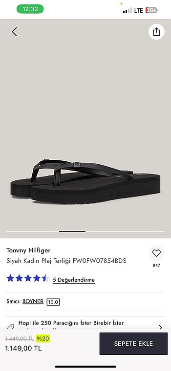 Tommy Hilfiger kadın plaj terliği siyah