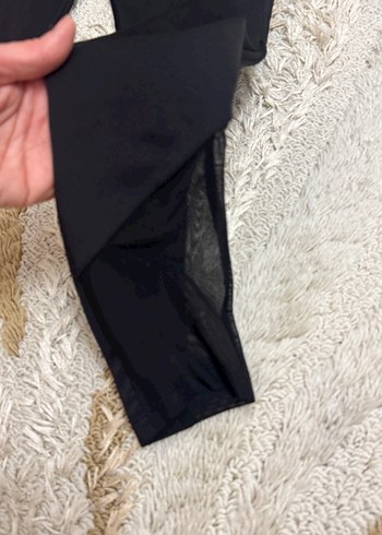 Siyah Kadın Spor Tayt Velcro Detaylı - Görsel 3