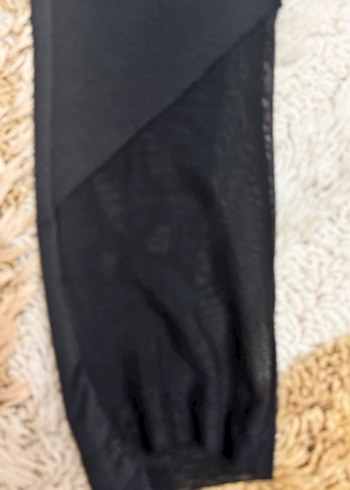 Siyah Kadın Spor Tayt Velcro Detaylı - Görsel 2