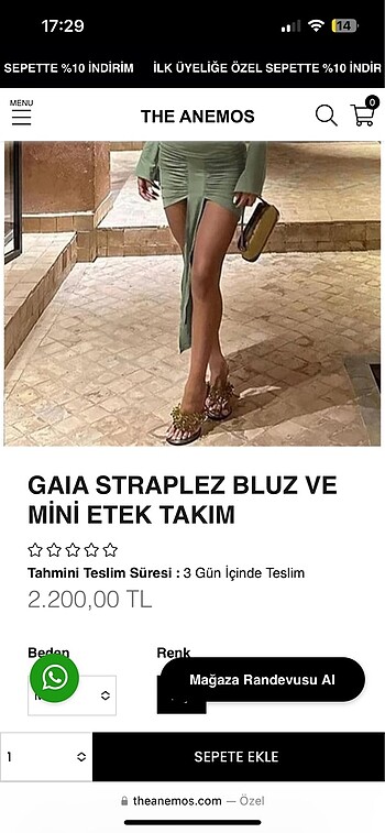 m Beden The anemos takım