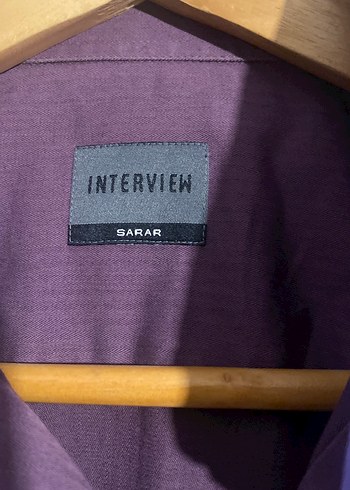 Düğmeli Mor Keten Erkek Gömlek - Görsel 2