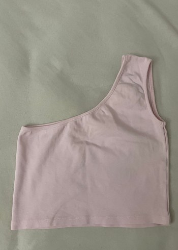 m Beden pembe Renk Pembe Tek Omuz Atlet Crop Top