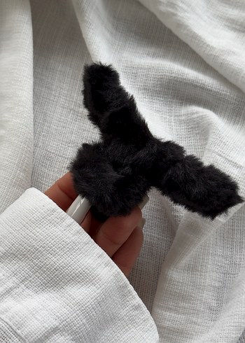 Koyu Gri Peluş toka mandal toka - Görsel 5