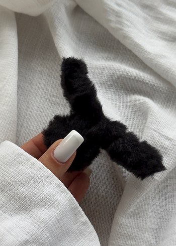 Koyu Gri Peluş toka mandal toka - Görsel 3