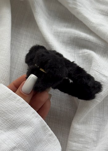 Koyu Gri Peluş toka mandal toka - Görsel 4