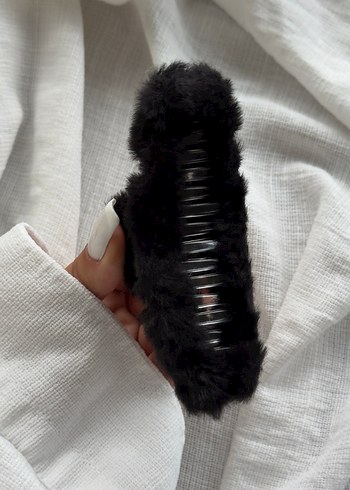 Koyu Gri Peluş toka mandal toka - Görsel 6