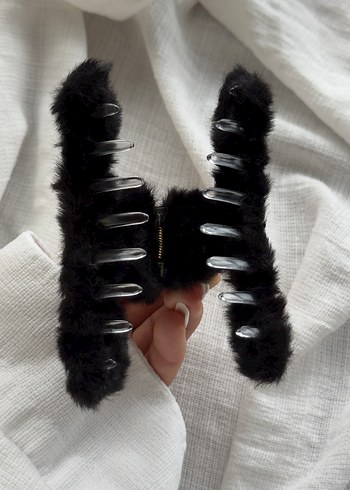 Koyu Gri Peluş toka mandal toka - Görsel 2