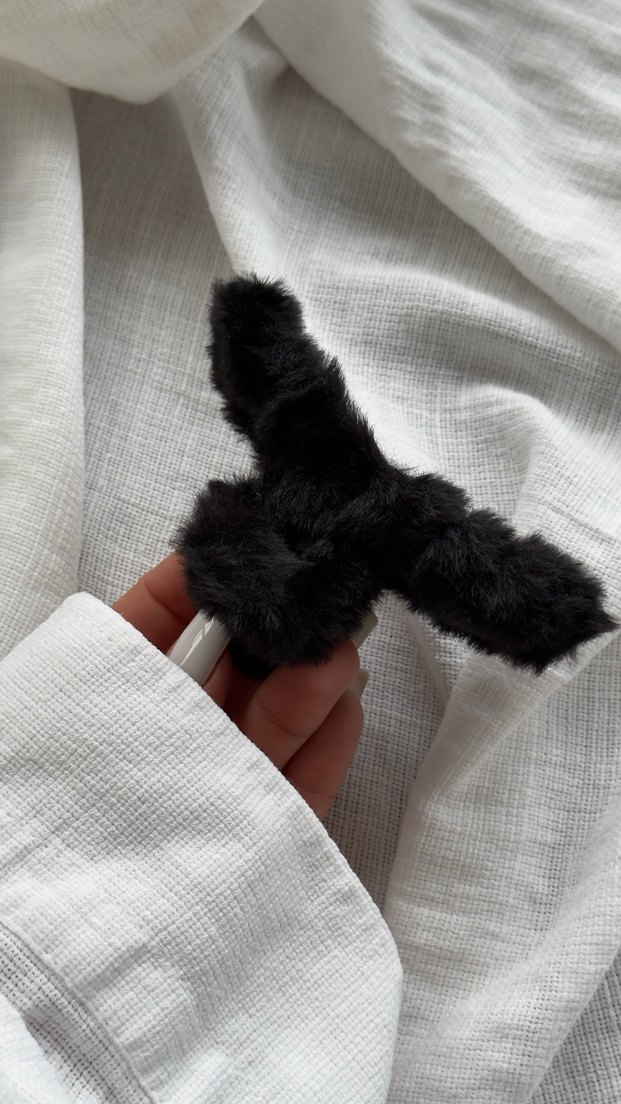 Koyu Gri Peluş toka mandal toka - Görsel 5