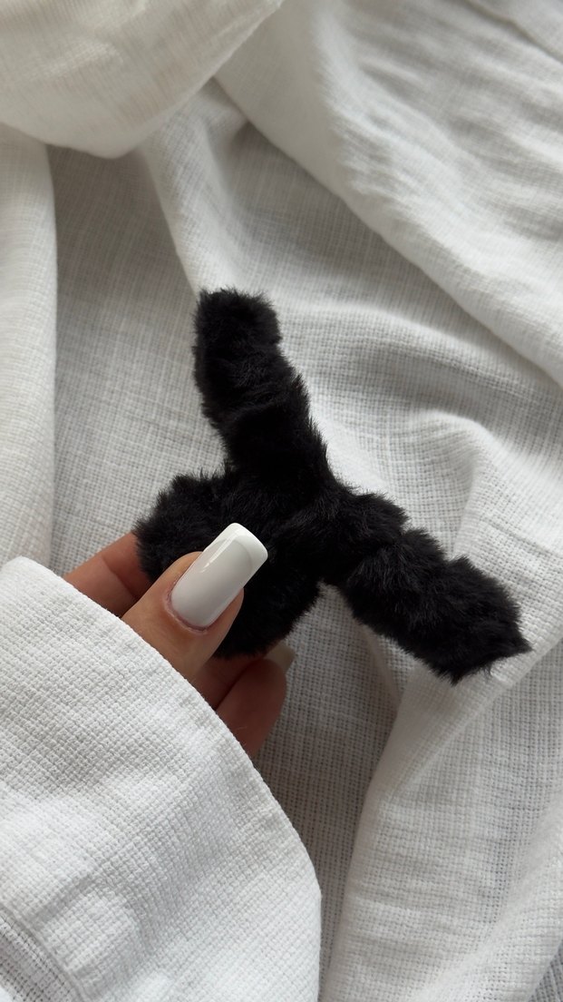 Koyu Gri Peluş toka mandal toka - Görsel 3