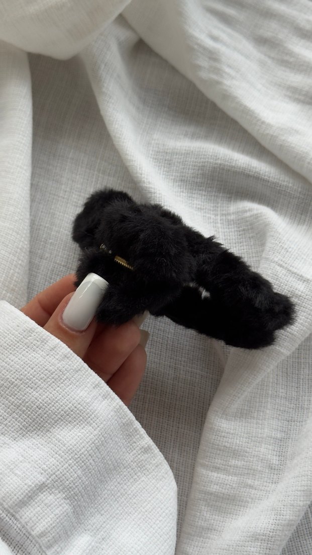 Koyu Gri Peluş toka mandal toka - Görsel 4