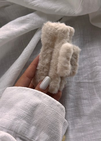 Bej peluşlu Toka  Mandal model  Büyük Boy - Görsel 15