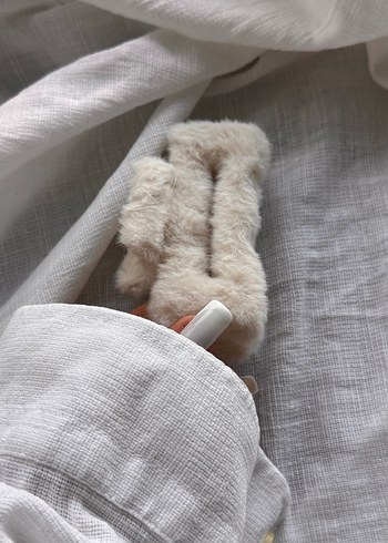 Bej peluşlu Toka  Mandal model  Büyük Boy - Görsel 13