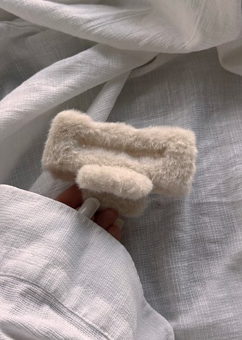 Bej peluşlu Toka  Mandal model  Büyük Boy - Görsel 9