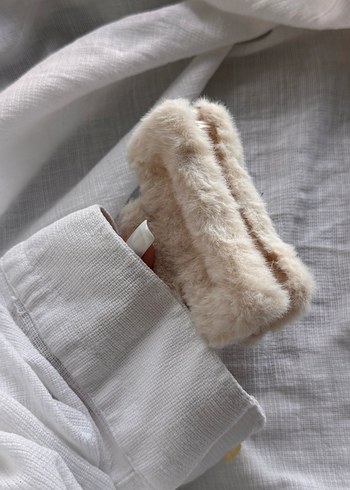 Bej peluşlu Toka  Mandal model  Büyük Boy - Görsel 5