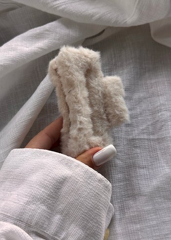 Bej peluşlu Toka  Mandal model  Büyük Boy - Görsel 12