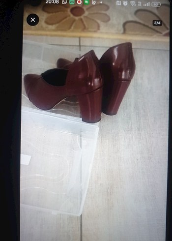 38 Beden Bordo Dolgu Topuklu Kadın Klasik temiz Ayakkabı