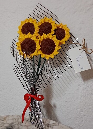 diğer Beden Örme solmayan Ayçiçeği buketi????