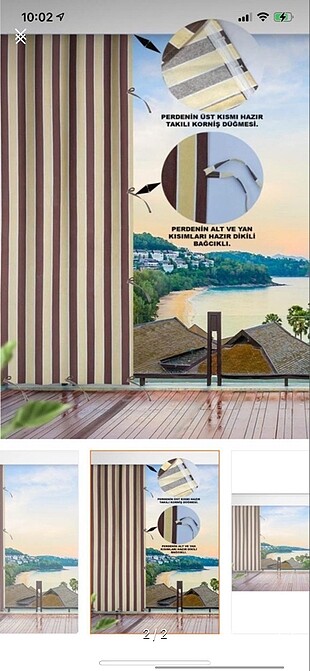 Balkon perdesi 300en X 210 boy bağcıklı