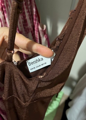 s Beden Koyu Kahverengi Askılı Elbise