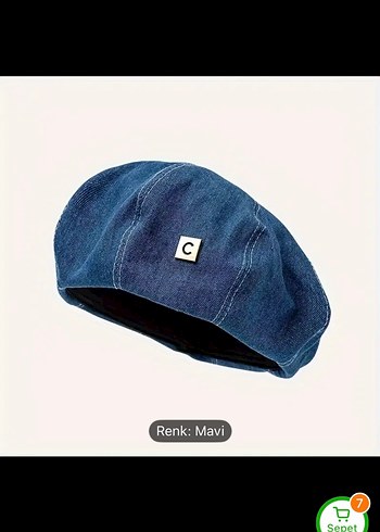 Mavi Düğmeli Denim Kadın Şapka
